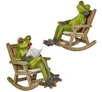formano Set of 2 Frog in Rocking Chair Hand-Painted Decorative Figures
