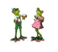 formano Set of 2 Funny Frogs 17 cm - Decorative Hand-Painted Artificial Stone Figurine - Bavarian Frog House Sculpture