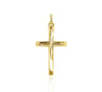 forme di Lucchetta - 14ct Yellow Gold Jesus Cross Pendant Gold Diamond Effect - Christian Gifts, Gold Pendant (585) for Chain (up to 4 mm) - Made in Italy