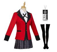 Formemory Kakegurui Cosplay Uniform 6PCS Runa Yomozuki Cosplay with Necklace Yumeko Jabami Halloween Anime Cosplay Costume School Girl Outfit Women (Jabami Yumeko, M)
