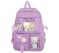 Formemory Kawaii Backpack Cute School Bags,Back to School Backpacks with Bag Cow Pendant Accessory,Large Capacity Bags Ideal for Girl Supplies (Purple)