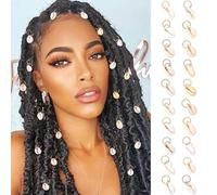 Formery Shell Braid Accessories Gold Cowrie Shells Loc Hair Charms Jewelry Seashell African Dreadlock Ring Clips for Women (20PCS)