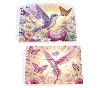 Formeyart 2 Pack Bird Diamond Painting Spiral Notebook for Adults, A5 Diamond Art Journal and DIY Sketchbook, Diamond Art Kit Supplies,Gift for Beginners, Craft Lovers, Artists. (Bird)