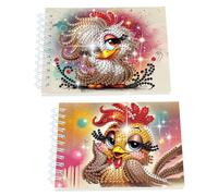 Formeyart 2 Pack Chicken Diamond Painting Spiral Notebook for Adults, A5 Diamond Art Journal and DIY Sketchbook, Diamond Art Kit Supplies,Gift for Beginners, Craft Lovers, Artists. (Chicken)