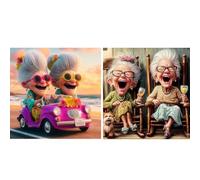 Formeyart 2PCS Paint by Numbers Kit for Adults,Old Lady DIY Painting Kits on Canvas,Laugh Color by Numbers,Large Adult Paint by Number for Gifts,Home Wall Decor