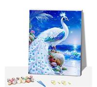 Formeyart Adults Paint by Number Kits,Framed Painting by Numbers Kits on Canvas,Color by Numbers Adult Watercolor Gifts for Friends Wall Decor (Peacock)