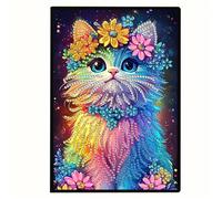 Formeyart Cat Diamond Painting Notebook for Adults, A5 Diamond Art Journal and DIY Sketchbook, Diamond Art Kit Supplies,Gift for Beginners, Craft Lovers, Artists. (Cat)