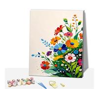 Formeyart Flower Paint by Numbers Kit for Adults,DIY Easy Painting Kits on Canvas with Wooden Framed, Small Color by Numbers Acrylic,Adult Paint by Number for Gifts,Home Wall Decor(Flower)