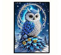 Formeyart Owl Diamond Painting Notebook for Adults, A5 Diamond Art Journal and DIY Sketchbook, Diamond Art Kit Supplies,Gift for Beginners, Craft Lovers, Artists. (Owl)