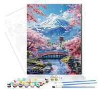 Formeyart Paint by Numbers Kit for Adults,DIY Easy Painting Kits on Canvas with Wooden Framed, Small Color by Numbers Acrylic,Adult Paint by Number for Gifts,Home Wall Decor (Cherry Blossoms)