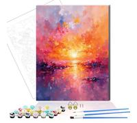 Formeyart Paint by Numbers Kit for Adults,DIY Easy Painting Kits on Canvas with Wooden Framed, Small Color by Numbers Acrylic,Adult Paint by Number for Gifts,Home Wall Decor (Sunset)