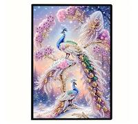 Formeyart Peacock Diamond Painting Notebook for Adults, A5 Diamond Art Journal and DIY Sketchbook, Diamond Art Kit Supplies,Gift for Beginners, Craft Lovers, Artists. (Peacock)