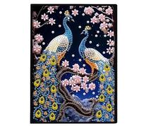Formeyart Peacock Diamond Painting Notebook for Adults, A5 Diamond Art Journal and DIY Sketchbook, Diamond Art Kit Supplies,Gift for Beginners, Craft Lovers, Artists (Peacock)