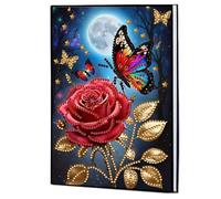 Formeyart Rose Diamond Painting Notebook for Adults, A5 Diamond Art Journal and DIY Sketchbook, Diamond Art Kit Supplies,Gift for Beginners, Craft Lovers, Artists. (rose)