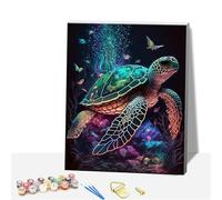 Formeyart Turtle Paint by Numbers Kit for Adults,DIY Easy Painting Kits on Canvas with Wooden Framed, Small Color by Numbers Acrylic,Adult Paint by Number for Gifts,Home Wall Decor(Turtle)