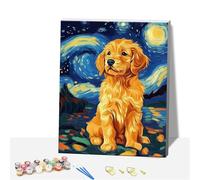 Formeyart Wooden Framed Adult Paint by Numbers Kits,Easy Painting by Number Kits on Canvas,Color by Numbers Watercolor Gifts for Friends Home Wall Decor (Puppy)