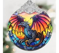 Formidable Dragon Christmas Ornament - Stained Glass Hanging Decoration for Tree, Gift Idea