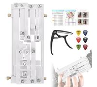 FormiPow Guitar Chord Trainer, Beginner Guitar Learning Tool with 11 Chords, Capo & Picks, Easy-to-Use Chord Presser for Acoustic Guitars (38"-41"), Gift for Beginners (White)