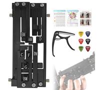 FormiPow Guitar Chord Trainer, Beginner Guitar Learning Tool with 11 Chords, Capo & Picks, Easy-to-Use Chord Presser for Acoustic Guitars (38"-41"), Gift for Beginners (Black)