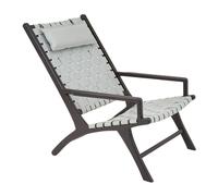 formosa grey leather woven accent chair with black wooden frame