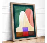 Forms in Contrast Abstract Framed Wall Art Print A3 Oak