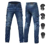 ForMTRider Motorcycle Riding Jeans with CE Removable Armor Adjustable Air-Vents for All-Season Riding Comfort,Blue,34W/30L