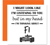 Formula 1 Birthday Card for Men Women - In my Head - Happy Birthday Card for Son Wife Grandad Friend, 145mm Bday Greeting Cards