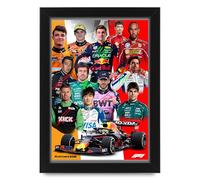 Formula 1 Grand Prix Season 2025 Top 12 Drivers Signed Poster Print - Limited Edition Autograph Fan Gift - Collectible Memorabilia Merchandise (Framed A4 (30x21cm))