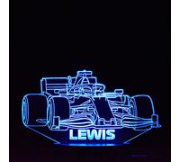 Formula 1 Night Light, Personalised 3D Illusion Kids F1 Motorsport Car Bedside Lamp, with 16 Colour LED Light Base, Remote + USB Lead
