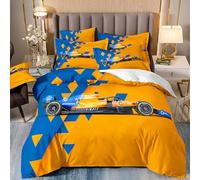 Formula car Bedding Set, 3D printing F1 Duvet Cover Soft Microfibre Quilt Cover with Pillowcases and Zipper Closure for Home (Style 20,Single(135x200 cm))