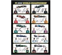 Formula One 2025 Season F1 All Drivers Signed Reproduction Poster Print Picture Photo Autograph Lando Norris Lewis Hamilton A3 297 x 420mm #157U