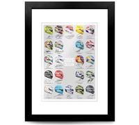 Formula One 2026 Season All Drivers Signed Helmet Poster Print Picture Display Framed Autograph Memorabilia Gift Lando Norris Lewis Hamilton George Russell (A4 Black Framed & Mounted)