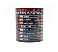 Formula Racing 2026 Calendar Mug - Red Edition - Carbon Fiber - Motorsport Fan Gifts - Race Schedule Coffee Cup - Hamilton - Norris - GP Dates, Countries & Circuits - Season Memorabilia