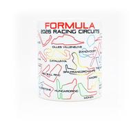 Formula Racing 2026 Circuits Mug - White Edition - Grand Prix Track Outlines - World Championship Races - Hamilton - Norris - Leclerc - One Coffee Cup - Gifts Ideas for Motorsport Fans
