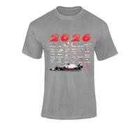 Formula Racing 2026 T Shirt 1 - Grand Prix Circuits Map Tee, Motorsport Fan Shirt, Racing Track Outline T-Shirt for Adults - Grey Small