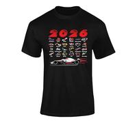 Formula Racing 2026 T Shirt 1 - Grand Prix Circuits Map Tee, Motorsport Fan Shirt, Racing Track Outline T-Shirt for Adults - Black Medium