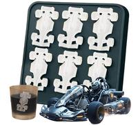 Formula Racing Car Ice Mold,Silicone Racing Car Jello Molds,Race Car Shape Themed Tumbler Ice Cube Tray,6-Cavity 3D DIY Baking Tool,Reusable,for Parties, Bars, Family Gatherings,Birthdays (Black)