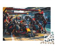 Formula Racing Jigsaw Puzzle 1000 Pieces Recycled Material Pit Stop Puzzles for Boy & Girl Ages 6 Years Up Fun And Challenging Family Game Activity 38x26cm/1000pcs