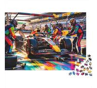 Formula Racing Jigsaw Puzzles 1000 Pieces Recycled Paper Pit Stop Puzzle for Boy & Girl Fun Present & Activity for Home Great Gift for Child‘s Birthday 70x50cm/1000pcs