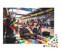 Formulaa Race Jigsaw Puzzle 1000 Pieces Recyclable Paper Pit Stop Adult Jigsaws Party Game Props Developing Boy & Girl‘s Intelligence Educational 38x26cm/1000pcs