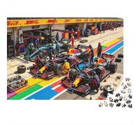 Formulaa Race Jigsaw Puzzles 1000 Pieces Recycled Paper Pit Stop Adult Jigsaws Developing Boy & Girl‘s Intelligence Educational Game for Family 38x26cm/1000pcs