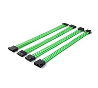 Formulamod SATA + Molex Power Extension Cable Kit, Male to Female 11.8 Inch Extender Sleeve Power Cable (Green)