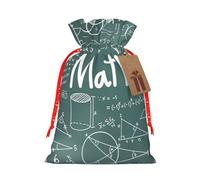 (Formulas Shapes Theory Math Lesson Word) Christmas Burlap Gift Bags, Eco-Friendly Polyester Drawstring Pouches For Holiday, Birthday & Party Gift Packaging M