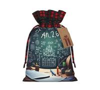 Formulas Shapes Theory Math Lesson Word Color Blocked Linen Drawstring Gift Bag, Reusable Gift Bag