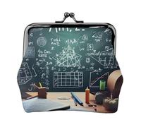 Formulas Shapes Theory Math Lesson Word Full Double-Sided Printed Pattern Women's and Girls' Fashionable Leather Kiss Lock Coin Purse Card Bag