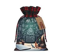 Formulas Shapes Theory Math Lesson Word -Print Burlap Drawstring Bags Plaid Design, Eco-Friendly Party Favors Packaging For Christmas Birthday.