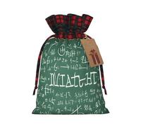 Formulas Shapes Theory Math Lesson Word -Print Burlap Drawstring Bags Plaid Design, Eco-Friendly Party Favors Packaging For Christmas Birthday.
