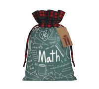 Formulas Shapes Theory Math Lesson Word Print Christmas Imitation Burlap Gift Bag With Drawstring And Gift Tag,For Wrapping Candies