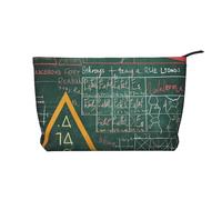 Formulas Shapes Theory Math Lesson Word Print Cosmetic Bags, Small Makeup Bag for Purse Corduroy Multifunctional Travel Makeup Bag with Metal Zipper for Women Girls