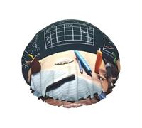 Formulas Shapes Theory Math Lesson Word -Print Extra Large Waterproof Shower Cap-Double Layer Protection For Long/Curly Hair